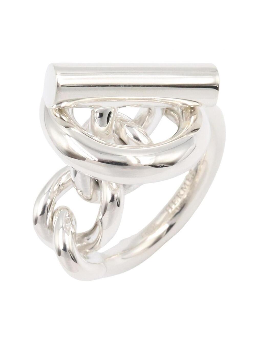 Hermes Croisette Ring Silver Used Women #272633H10B